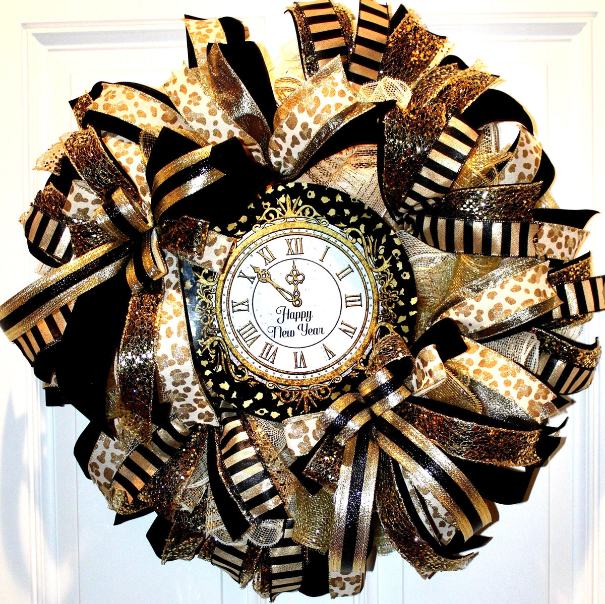 Elegant New Years Wreath, Happy New Year Party Decor, Wreath for front door, New Years Party Decor, Double Door