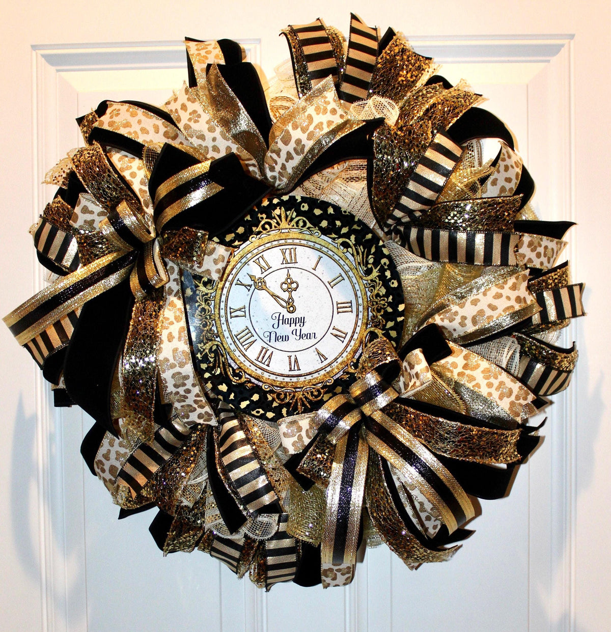 Elegant New Years Wreath, Happy New Year Party Decor, Wreath for front door, New Years Party Decor, Double Door