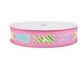Pink Easter Bunny Patterns Ribbon 1.5 inch