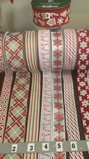 Red and White Christmas Wired Ribbon Collection, 10 Yard Roll