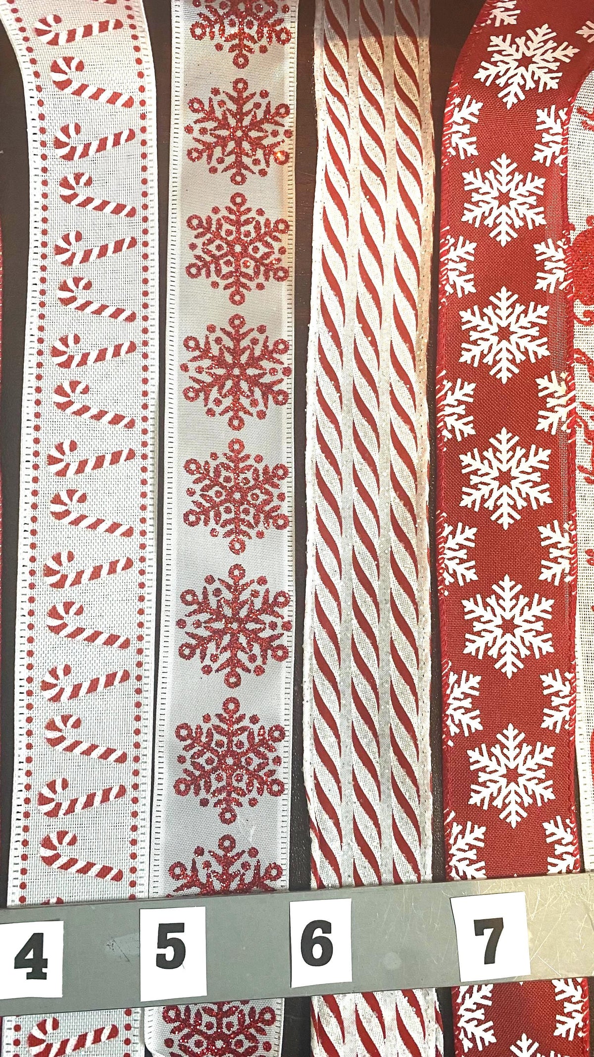 Red and White Christmas Wired Ribbon Collection, 10 Yard Roll