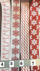 Red and White Christmas Wired Ribbon Collection, 10 Yard Roll