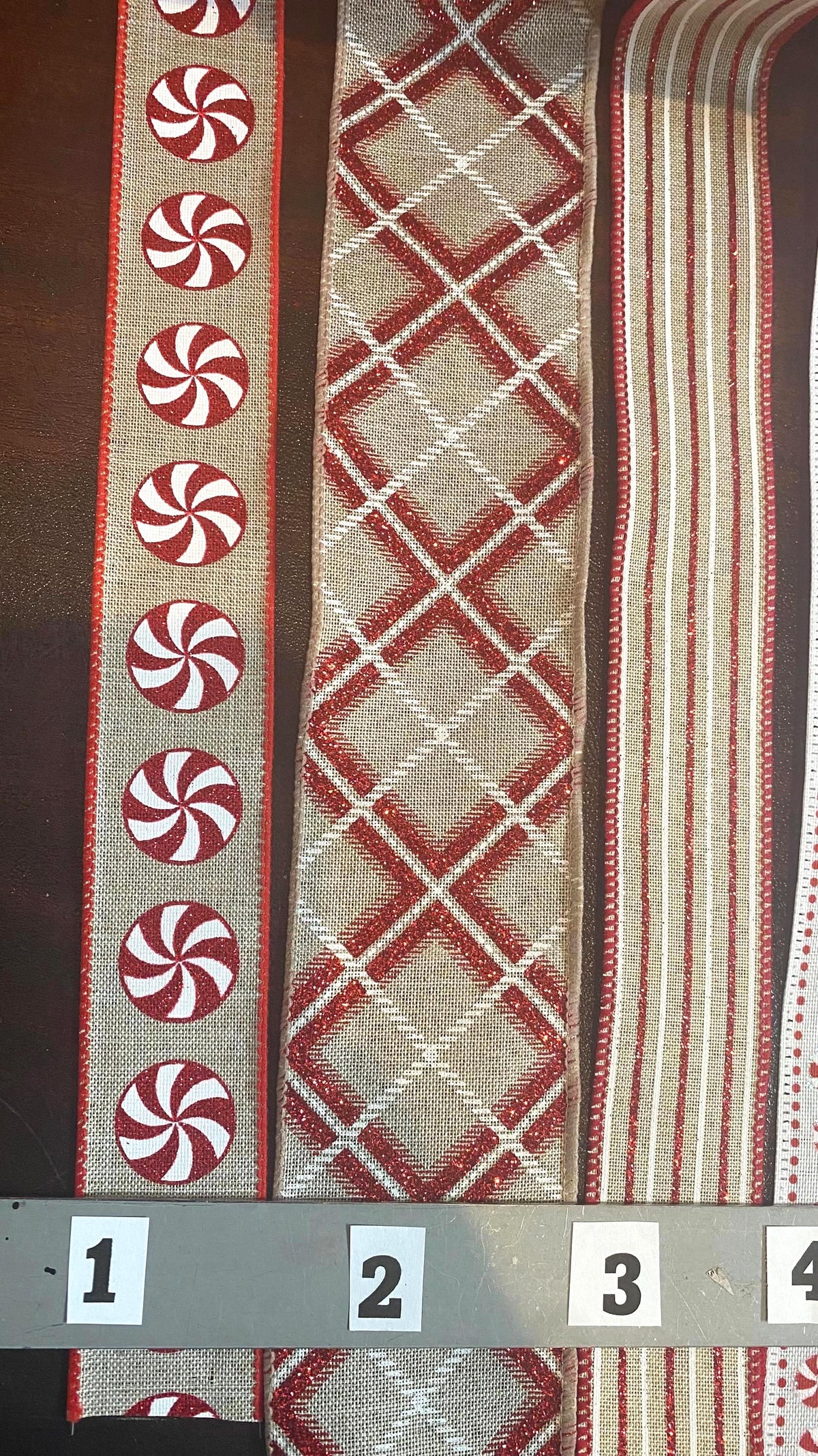 Red and White Christmas Wired Ribbon Collection, 10 Yard Roll