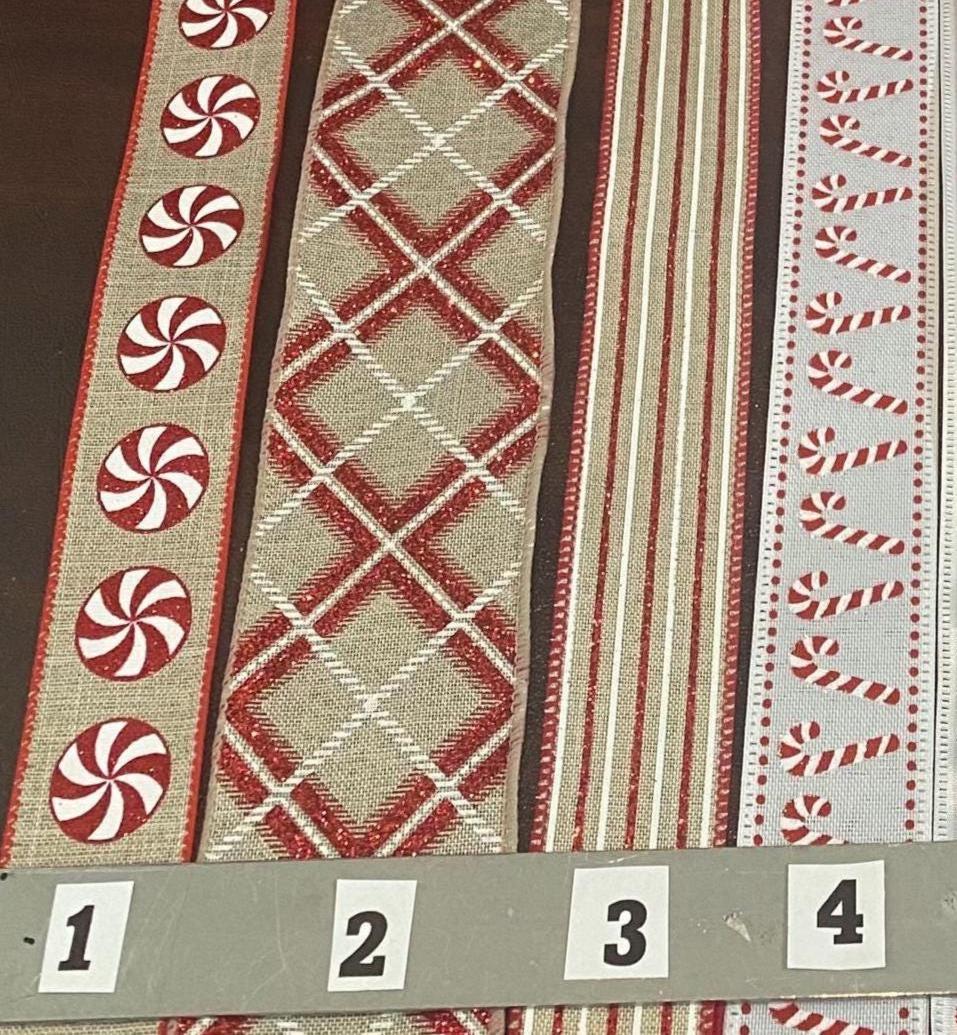 Red and White Christmas Wired Ribbon Collection, 10 Yard Roll