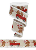 Gingerbread Ribbon with Tinsel edge, 2.5 Inch, 10 Yard Roll
