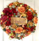 Personalized fall floral Wreath: Farmhouse Autumn Decor