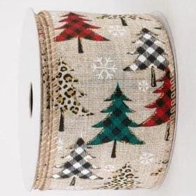 Patterned Cheetah Buffalo Plaid Tree Ribbon 2.5" (10 Yards)