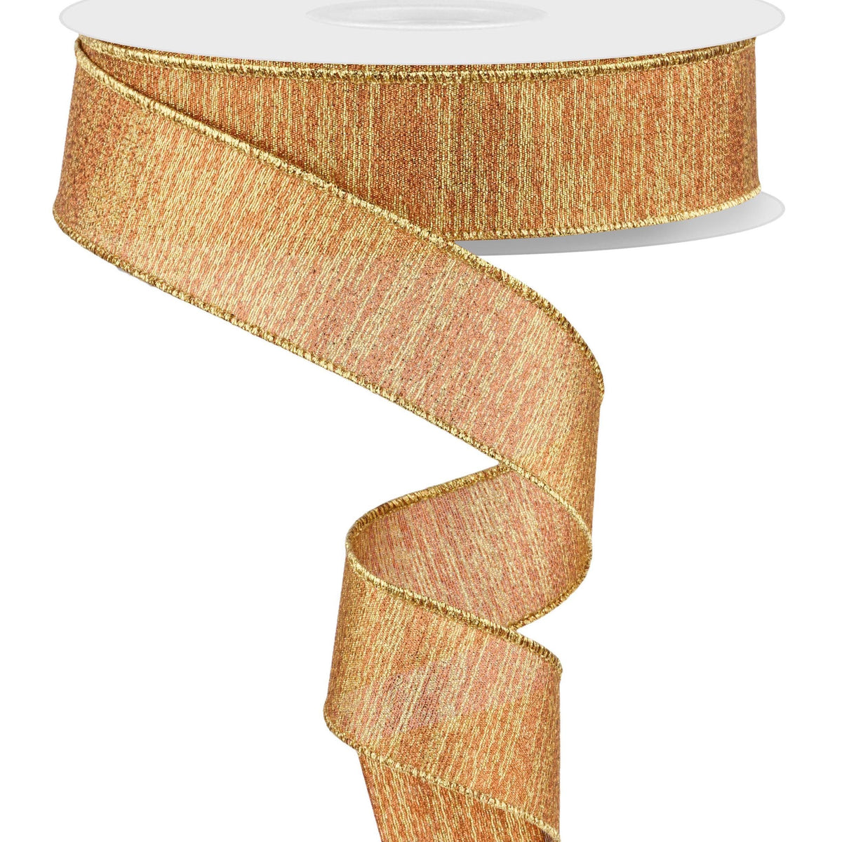 Copper Gold Ribbon-Woven Metallic Lines 1.5" (10 Yards)