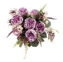 Purple Rose Bush with Berries & Fern - Athens Floral Bush (17-Inch)