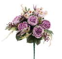 Purple Rose Bush with Berries & Fern - Athens Floral Bush (17-Inch)