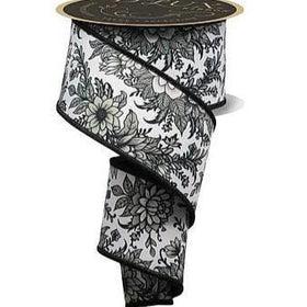 Black White Toile-Chinoiserie Floral/Fused (10 Yards)