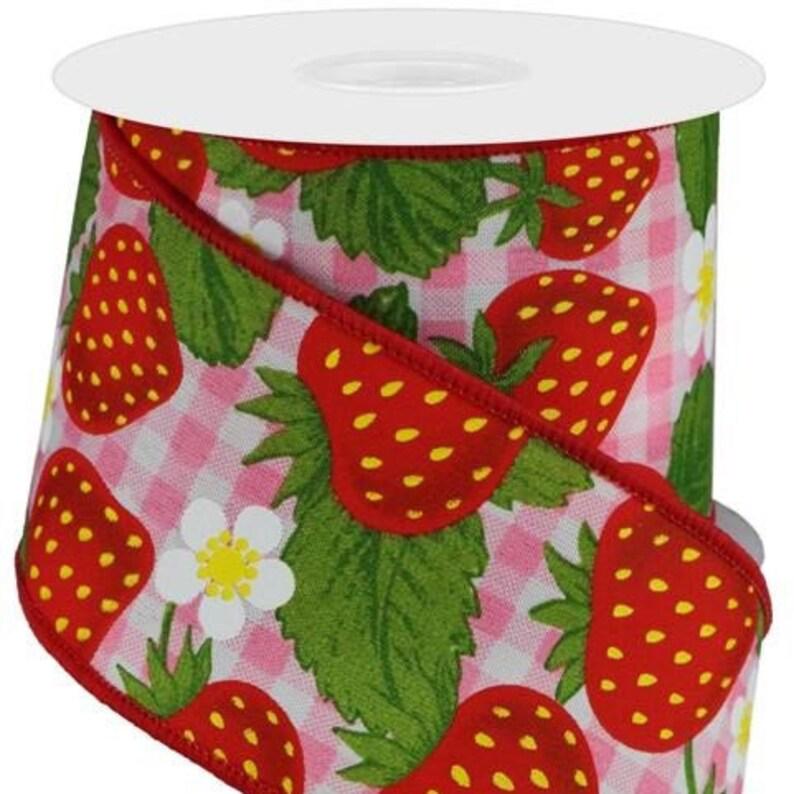 2.5" Pink Plaid Strawberry (10 Yards)