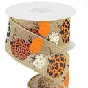 Tan Plaid Leopard Pumpkin Ribbon/Check 2.5 inch (10 Yards)
