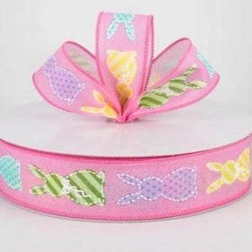 Pink Easter Bunny Patterns Ribbon 1.5 inch