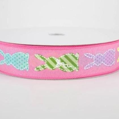 Pink Easter Bunny Patterns Ribbon 1.5 inch