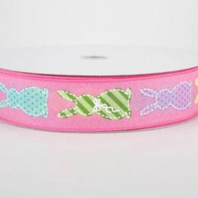 Pink Easter Bunny Patterns Ribbon 1.5 inch