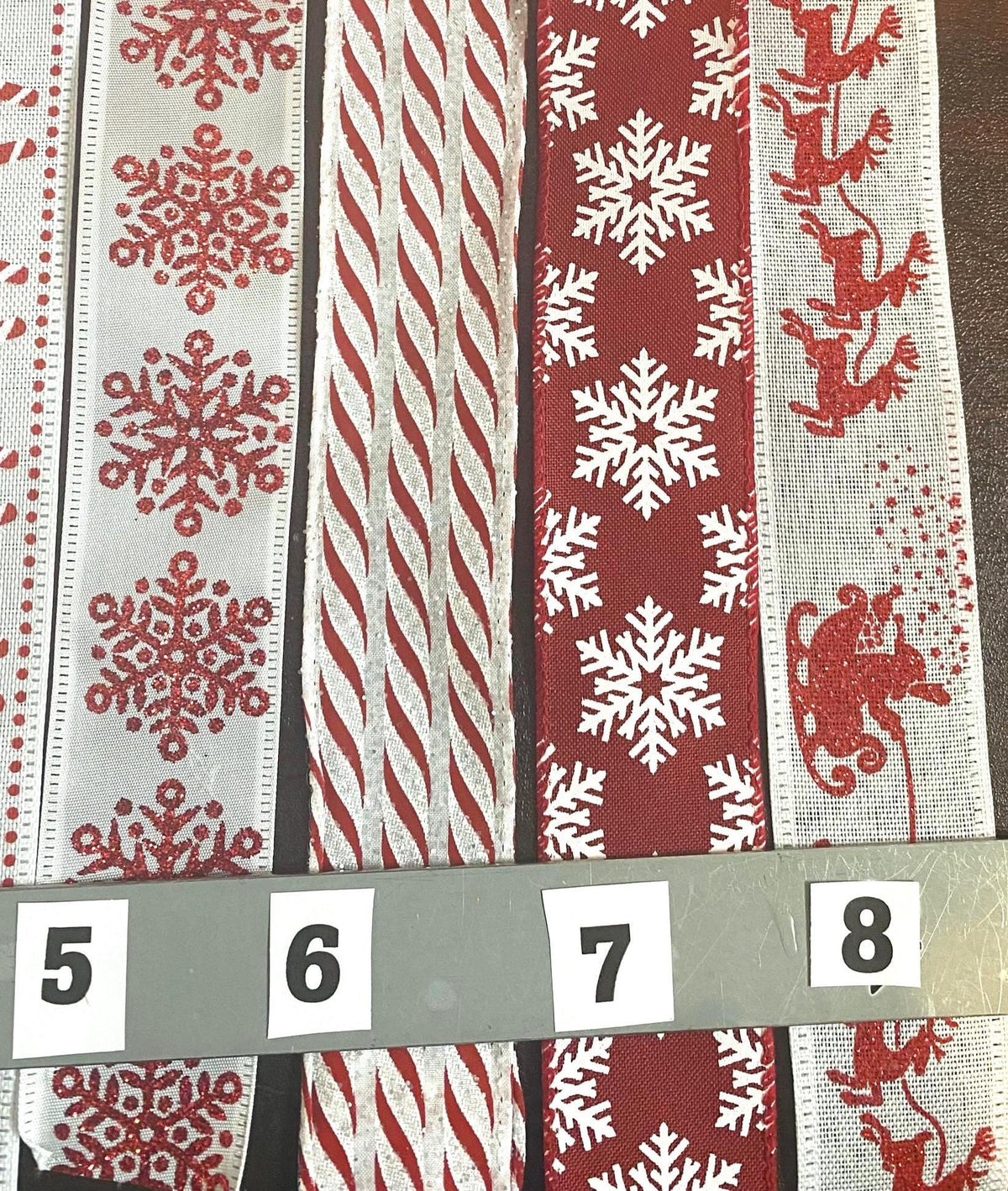 Red and White Christmas Wired Ribbon Collection, 10 Yard Roll