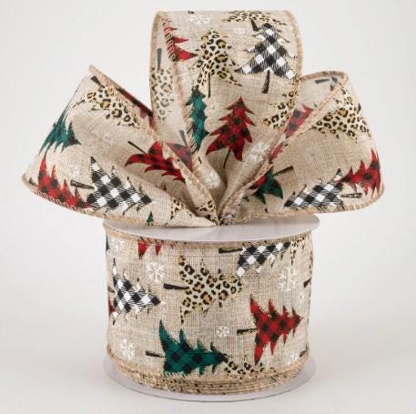 Patterned Cheetah Buffalo Plaid Tree Ribbon 2.5" (10 Yards)