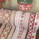 Red and White Christmas Wired Ribbon Collection, 10 Yard Roll