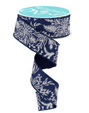 Navy Blue Poinsettia Ribbon 1.5" (10 Yards)