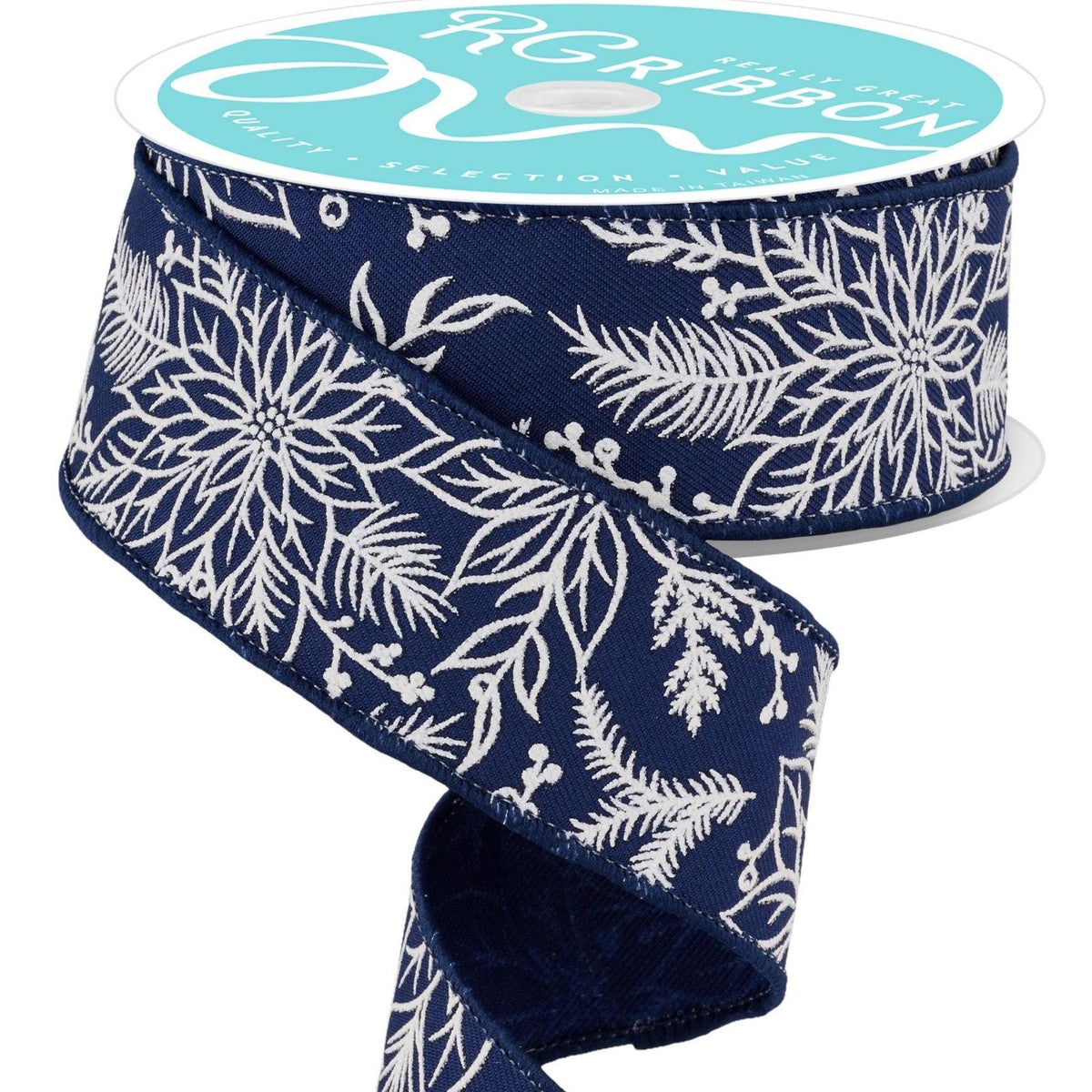 Navy Blue Poinsettia Ribbon 1.5" (10 Yards)