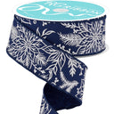 Navy Blue Poinsettia Ribbon 1.5" (10 Yards)