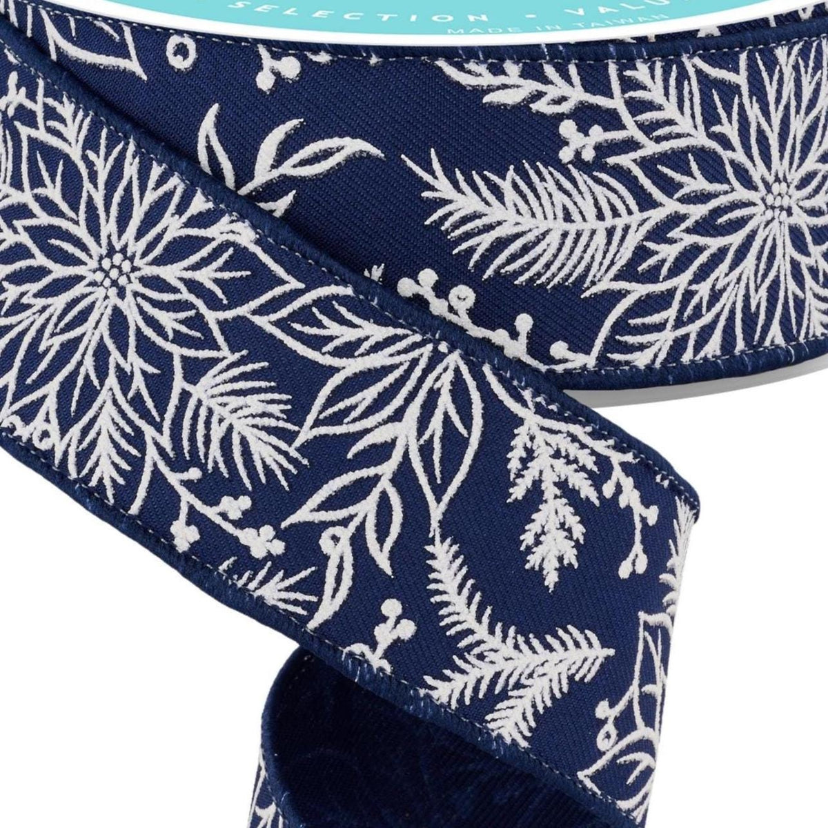 Navy Blue Poinsettia Ribbon 1.5" (10 Yards)