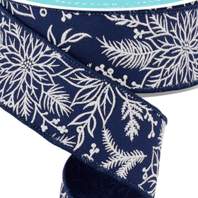 Navy Blue Poinsettia Ribbon 1.5" (10 Yards)