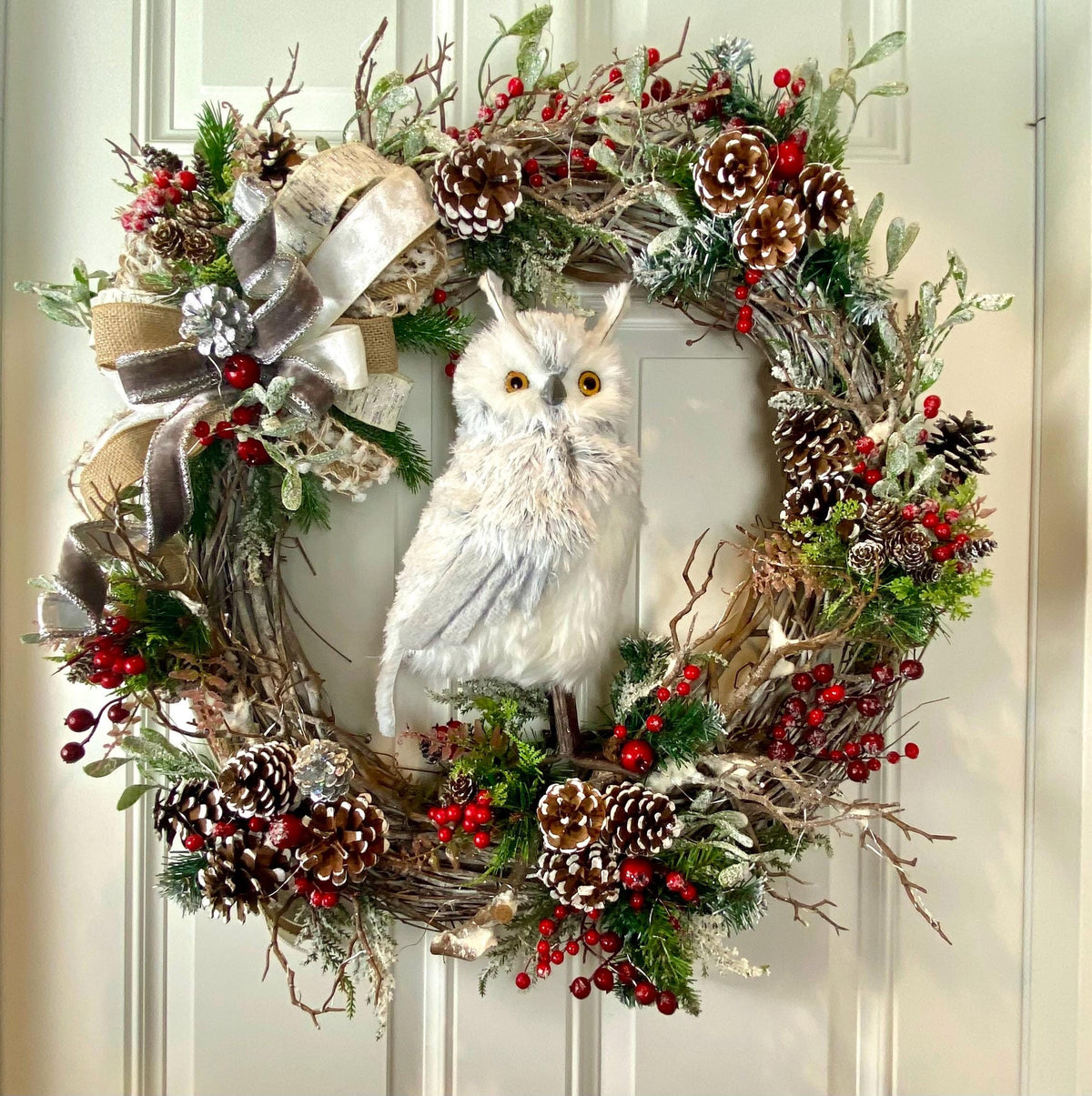 Winter Owl Wreath, Woodland Decor