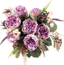 Purple Rose Bush with Berries & Fern - Athens Floral Bush (17-Inch)