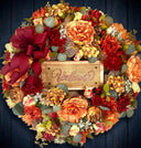 Personalized fall floral Wreath: Farmhouse Autumn Decor