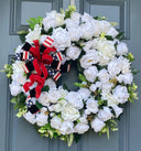 Everyday White Patriotic Memorial Wreath Front Door, Service Member, Military, Funeral