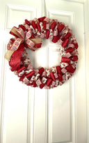 Gingerbread Ribbon Wreath, Farmhouse Holiday Kitchen Decor, Winter Front Door