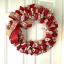 Gingerbread Ribbon Wreath, Farmhouse Holiday Kitchen Decor, Winter Front Door