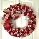 Gingerbread Ribbon Wreath, Farmhouse Holiday Kitchen Decor, Winter Front Door