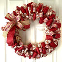 Gingerbread Ribbon Wreath, Farmhouse Holiday Kitchen Decor, Winter Front Door