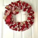 Gingerbread Ribbon Wreath, Farmhouse Holiday Kitchen Decor, Winter Front Door