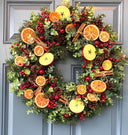 Fall-Winter Wreath with Bright Oranges, Apple Slices, Pinecones & Cinnamon Fragrance