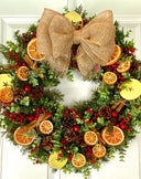 Fall-Winter Wreath with Bright Oranges, Apple Slices, Pinecones & Cinnamon Fragrance