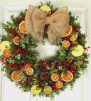 Fall-Winter Wreath with Bright Oranges, Apple Slices, Pinecones & Cinnamon Fragrance