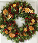 Fall-Winter Wreath with Bright Oranges, Apple Slices, Pinecones & Cinnamon Fragrance