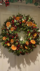 Fall-Winter Wreath with Bright Oranges, Apple Slices, Pinecones & Cinnamon Fragrance