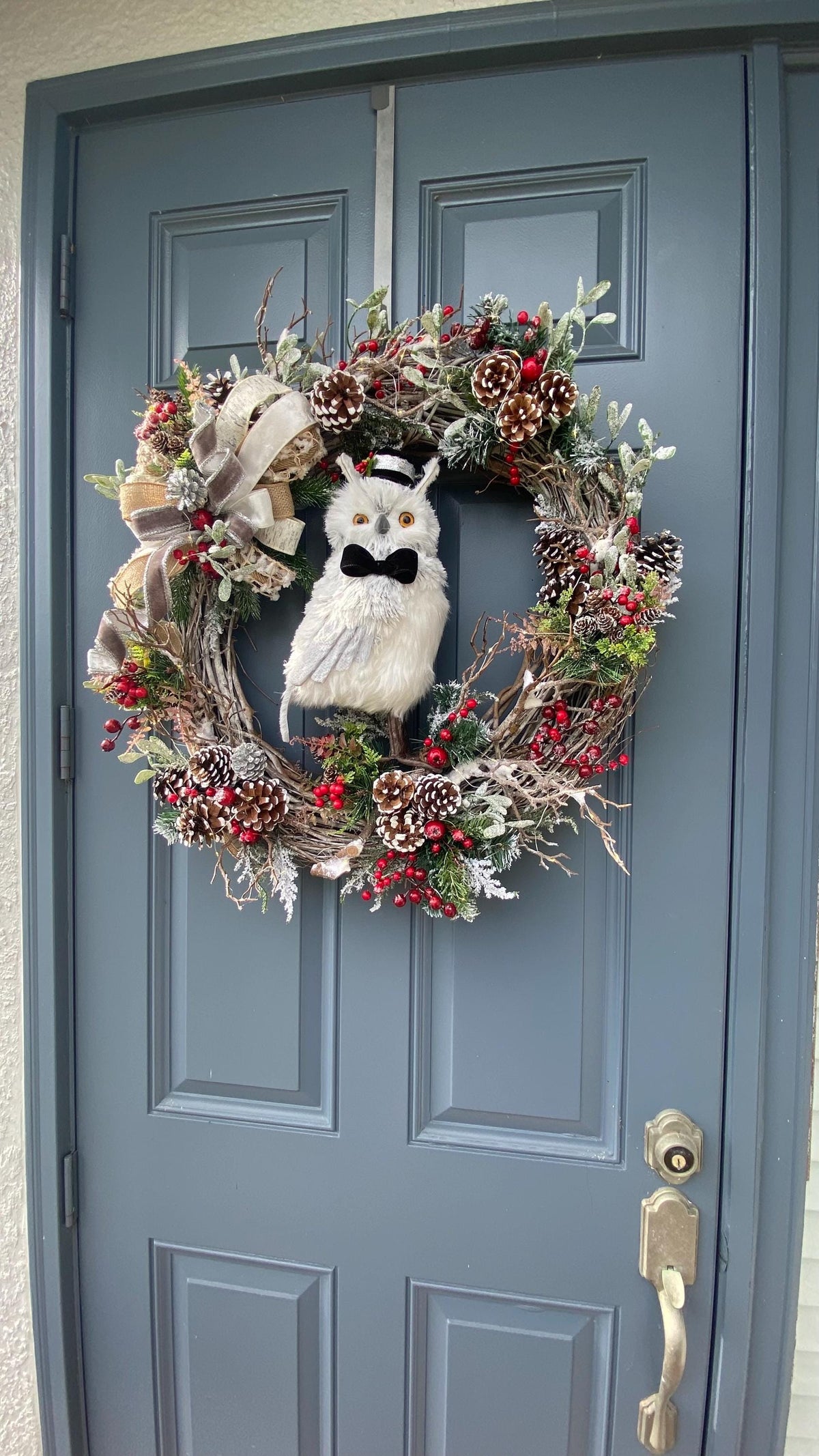 Winter Owl Wreath, Woodland Decor