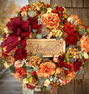 Personalized fall floral Wreath: Farmhouse Autumn Decor