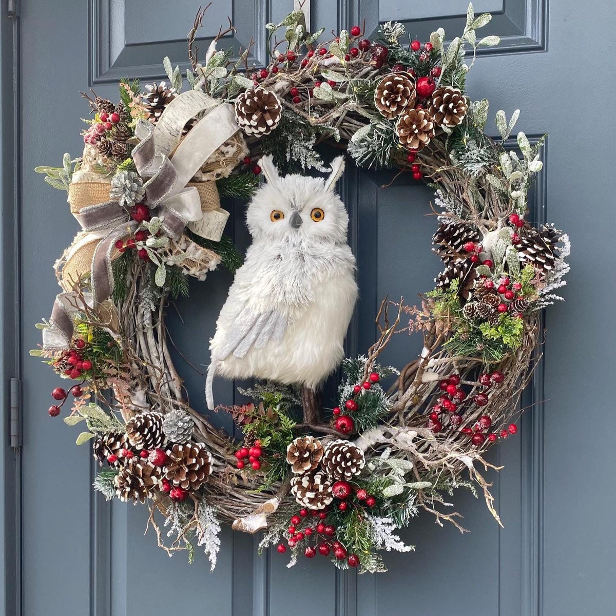 Winter Owl Wreath, Woodland Decor