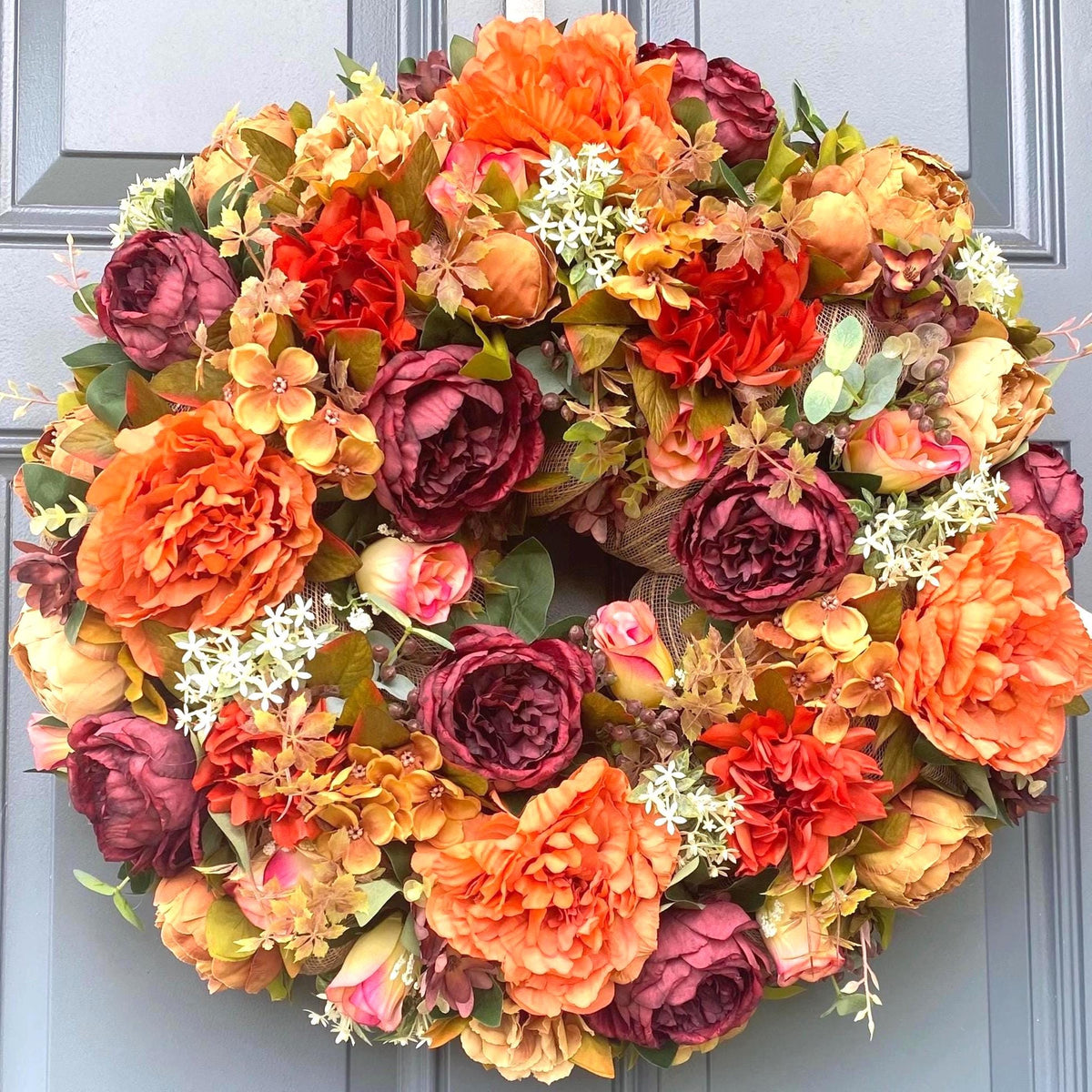 Fall Peony and Hydrangea Wreath: Farmhouse Autumn Decor