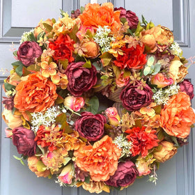 Fall Peony and Hydrangea Wreath: Farmhouse Autumn Decor