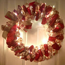 Gingerbread Ribbon Wreath, Farmhouse Holiday Kitchen Decor, Winter Front Door