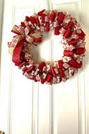 Gingerbread Ribbon Wreath, Farmhouse Holiday Kitchen Decor, Winter Front Door