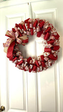 Gingerbread Ribbon Wreath, Farmhouse Holiday Kitchen Decor, Winter Front Door